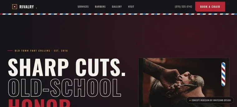 Rivalry Barbershop website redesign concept · Whitcomb Design, Fort Collins